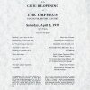 Programme pour la Réouverture de l'Orpheum - 1977